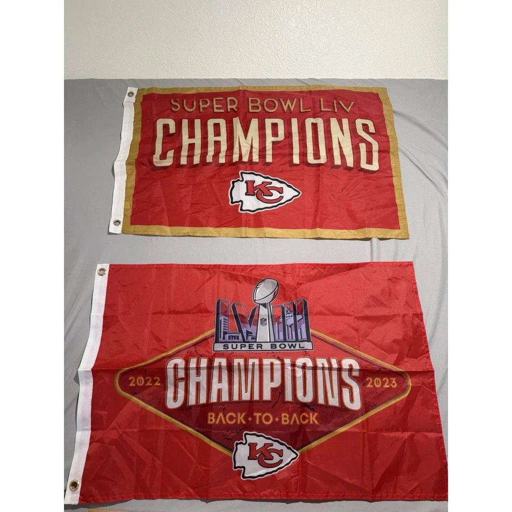 NFL Kansas City Chiefs superbowl champs yard flag decor tapestry lot of 2